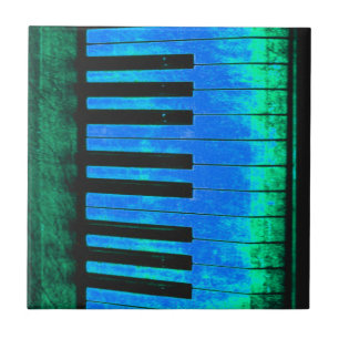 Azulejo Claves de piano negras y azules bellas y ARTÍSTICA
