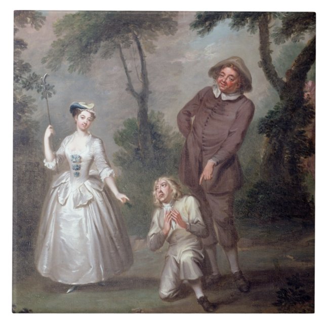 Azulejo Clavija Woffington como Rosalind con Celia y (Frente)