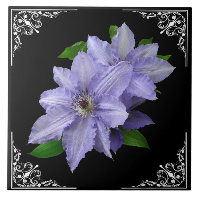 AZULEJO CLEMATIS AZUL EN MARCO DEL VICTORIAN (Frente)
