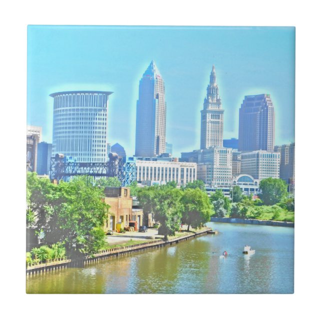 Azulejo Cleveland, mosaico decorativo con efecto de pintur (Frente)