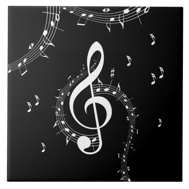 Azulejo Climactic G Clef Music Black (Frente)