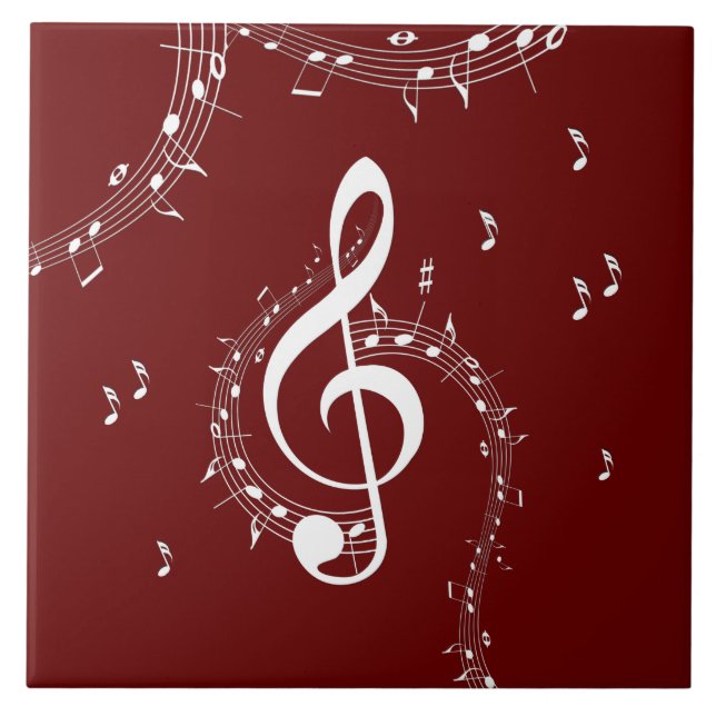 Azulejo Climactic G Clef Music Red (Frente)