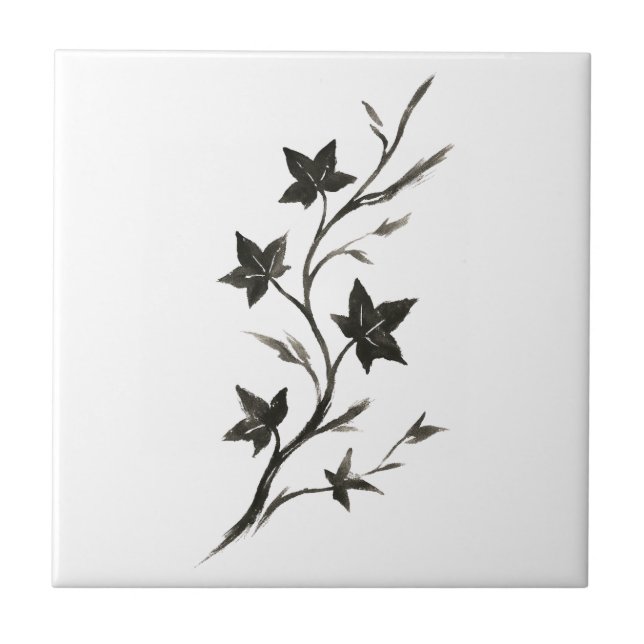 Azulejo Climbing Vine – Minimalist Botanical Brush Art on (Frente)