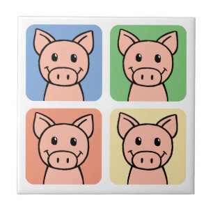 Azulejo ¡Clip art del dibujo animado que ríe los cerdos