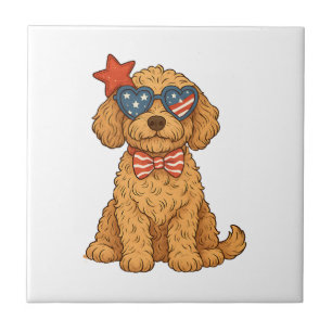 Azulejo Clipart Patriótico de Goldendoodle