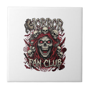 Azulejo Club de Fans de Terror Calavera Gritando Halloween