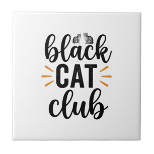 Azulejo Club de Gato Negro Diseño Vectorial para Amantes d