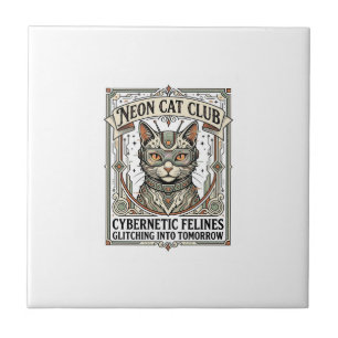 Azulejo Club de gatos neon gato ciberpunk arte vectorial v