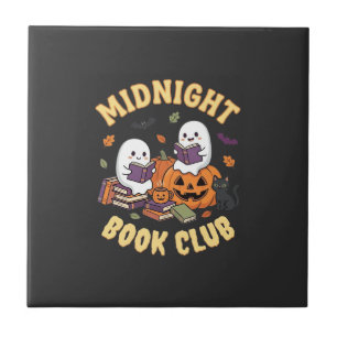 Azulejo Club de lectura de fantasmas con diseño de calabaz