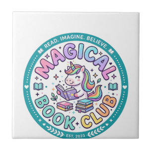 Azulejo Club de Libro Mágico de Unicornio Camiseta Diverti