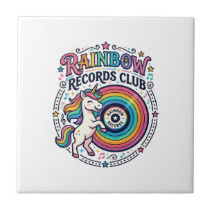 Azulejo Club de Registros de Arcoíris de Unicornio Fondo B
