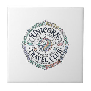 Azulejo Club de Viajes Unicornio Diseño Original Zazzle_1