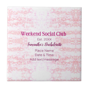 Azulejo club social del fin de semana rosa brillo despedid