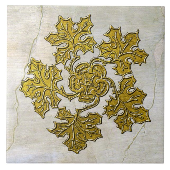 Azulejo Clúster de hoja de oro estilo medieval (Frente)
