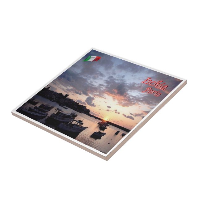 Azulejo CMP075 ISCHIA, Forio at Sunset, Italia, (Lado)