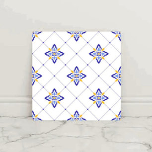 Azulejo Coastal Blossom Minimal Blue Modern Mediterranean