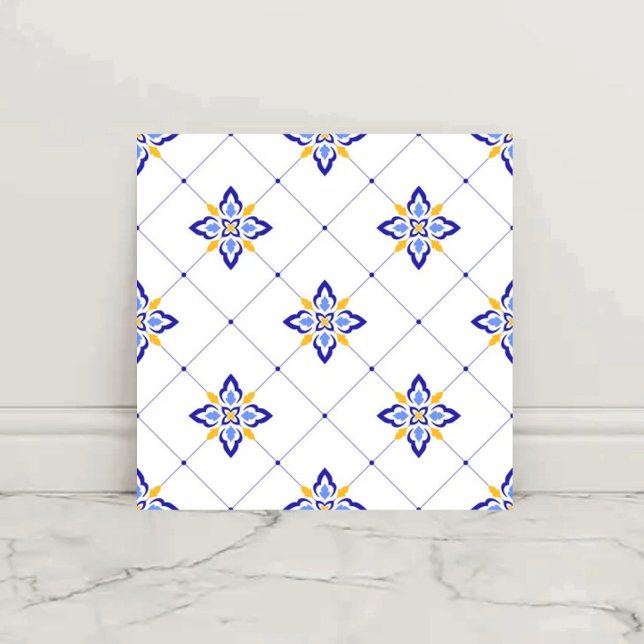 Azulejo Coastal Blossom Minimal Blue Modern Mediterranean  (Subido por el creador)