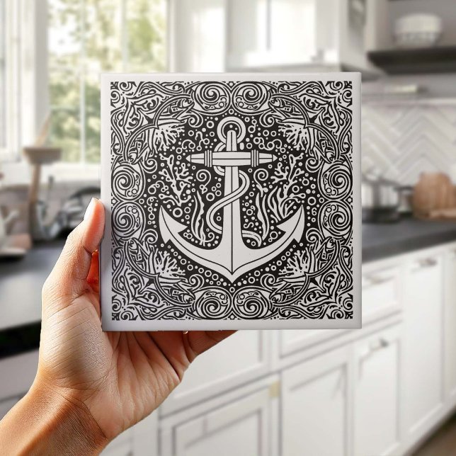 Azulejo Coastal Life Series Anchor B & W D1208 (Subido por el creador)