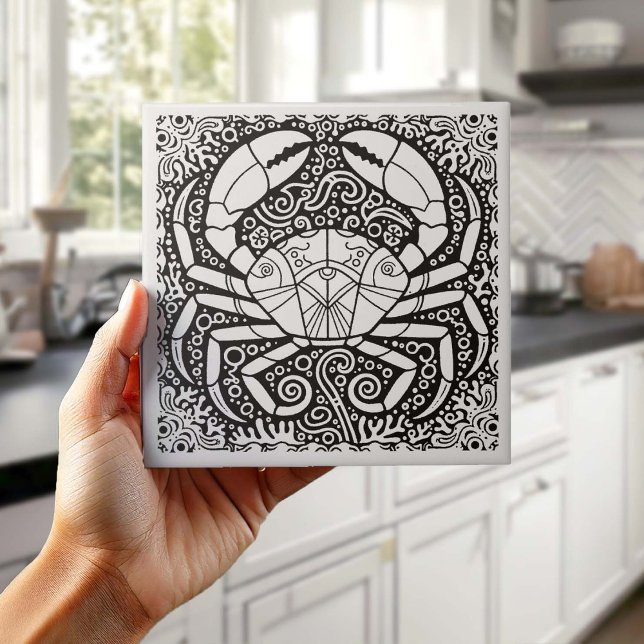 Azulejo Coastal Life Series Crab B & W D1208 (Subido por el creador)