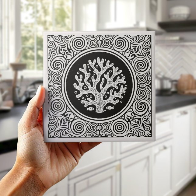 Azulejo Coastal Life Series Lace Coral B & W D1208 (Subido por el creador)