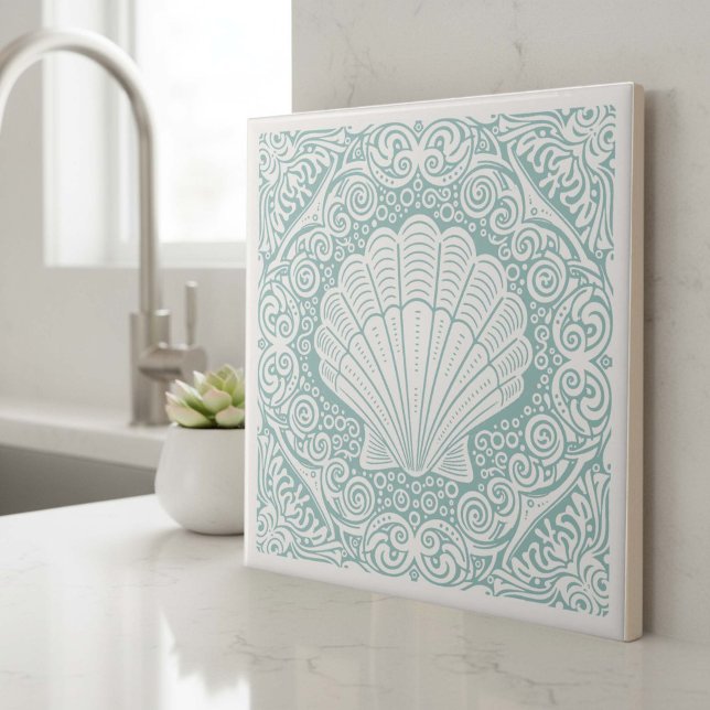Azulejo Coastal Life Series Scallop Shell Teal D1208 (Subido por el creador)