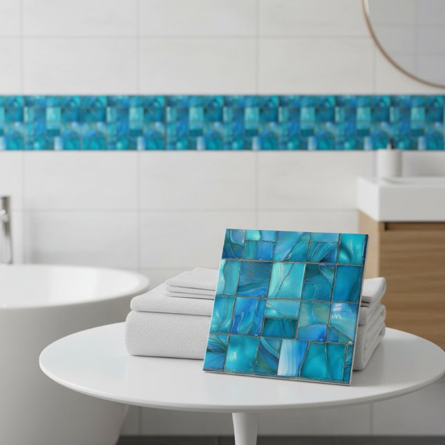 Azulejo Coastal Turquoise Glass Mosaic (Subido por el creador)