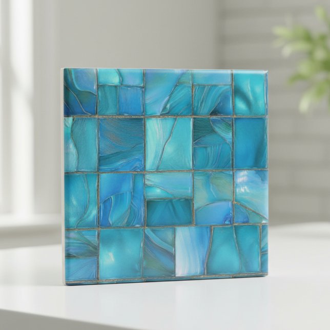 Azulejo Coastal Turquoise Glass Mosaic (Subido por el creador)