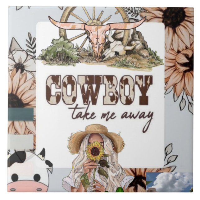 AZULEJO COASTER COWGIRL (Frente)