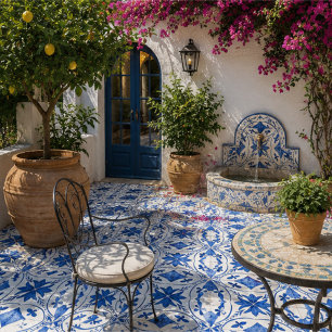 Azulejo Cobalt Breeze Hand-Painted Blue Mediterranean