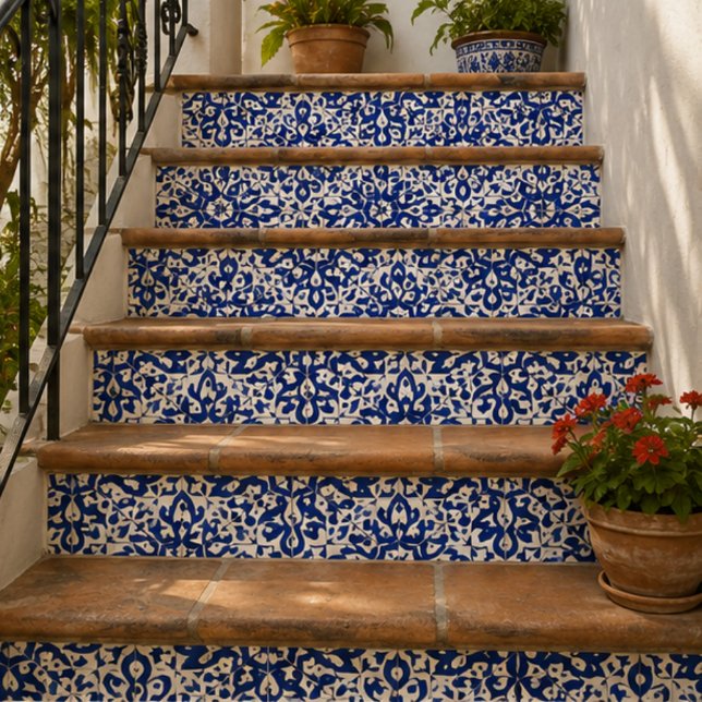 Azulejo Cobalt Heritage Classic Blue and White Geometric  (Subido por el creador)