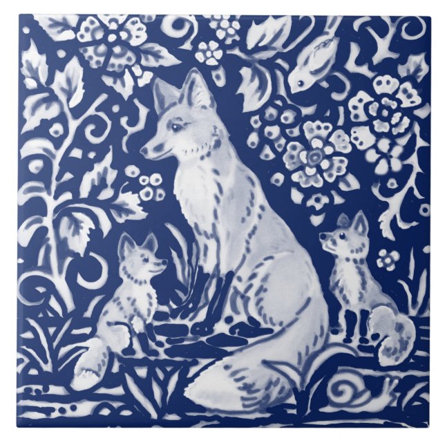 Azulejo Cobalto Marina Azul Cobalto Fox Familia Floral Ani (Frente)