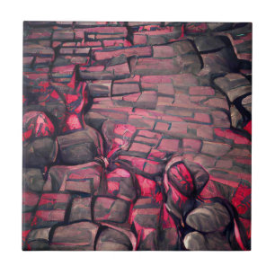 Azulejo Cobblestones arte gráfico de la muerte negra roja
