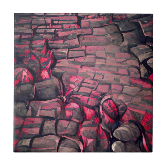 Azulejo Cobblestones arte gráfico de la muerte negra roja (Frente)