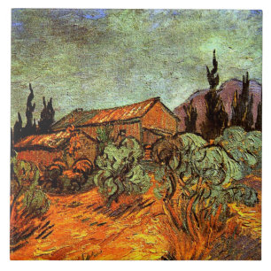 Azulejo Cobertizos de madera, famoso cuadro de van Gogh,