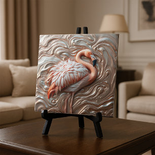 Azulejo Cobre de oro fundido y flamenco grácil de plata