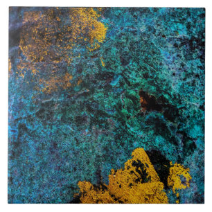 Azulejo Cobre metálico moderno azul dorado