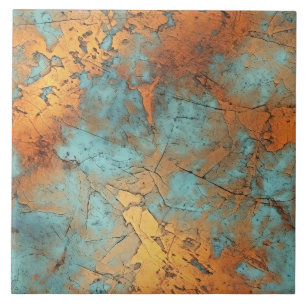 Azulejo Cobre Patina Rústica Tejido metálico cerámico
