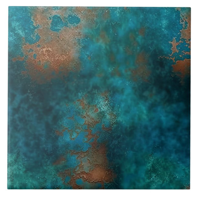 Azulejo Cobre Turquesa Óxido de Patina (Frente)