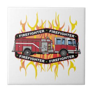 Azulejo Coche de bomberos del bombero