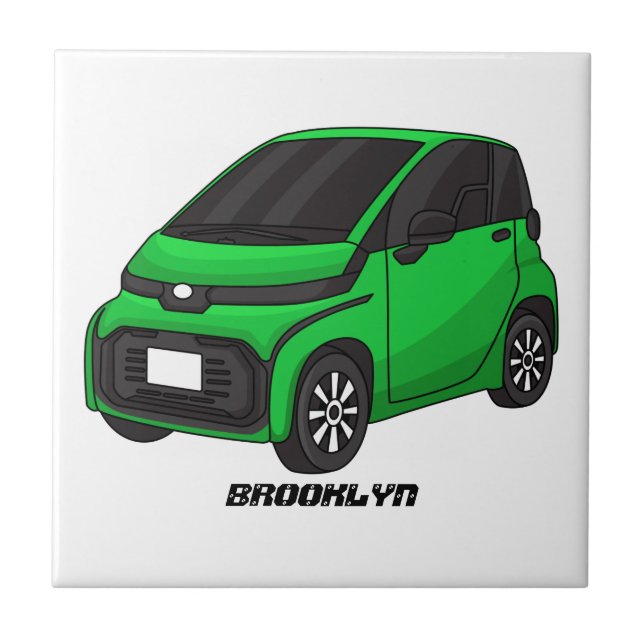 Azulejo Coche pequeño verde de tamaño micro (Frente)