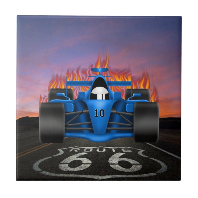 Azulejo Coches de época - Hot Rod - Route 66 - SRF (Frente)