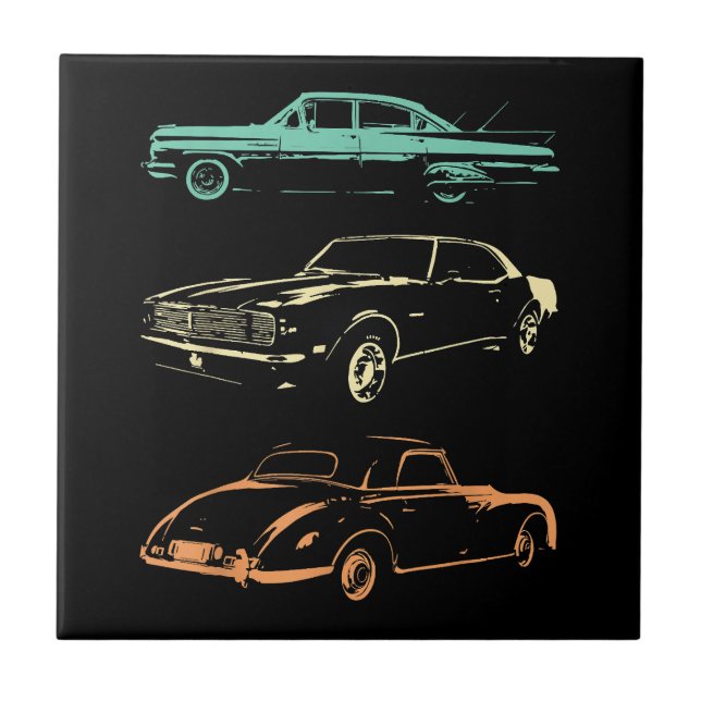Azulejo Coches de época - Retro gráfico de 80 y 90 (Frente)