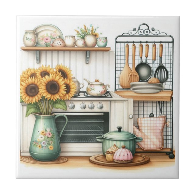 Azulejo Cocina Acuarela Retro  (Frente)