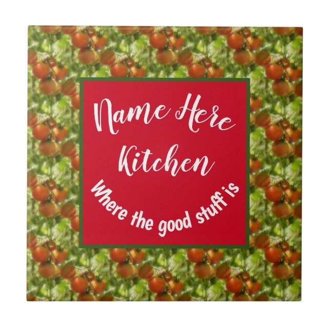 Azulejo Cocina Buena Cosa Tomates de Cerezo Personalizados (Frente)