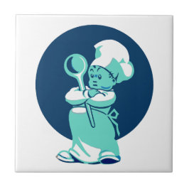 Azulejo Cocina de Chef Cute Retro Vintage Blue Boy