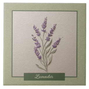 Azulejo Cocina de hierbas de lavanda Relieve falso púrpura