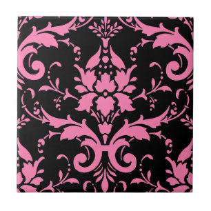 Azulejo Cocina de juego de Damasco rosa y Negro