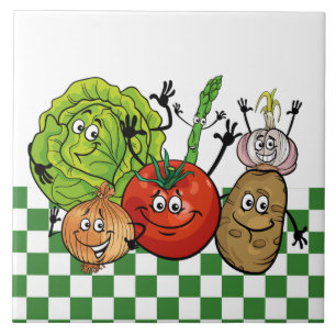 Azulejo cocina de verduras alegres