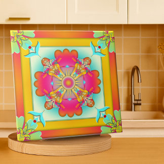 Azulejo Cocina exótica colorida con fantasía o mosaico en