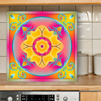 Azulejo Cocina florida y soleada y colorida en el baño o e